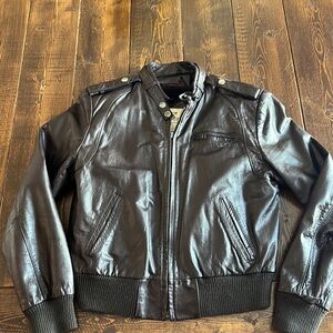 Vintage dark brown Leather Bomber Jacket Berman’s